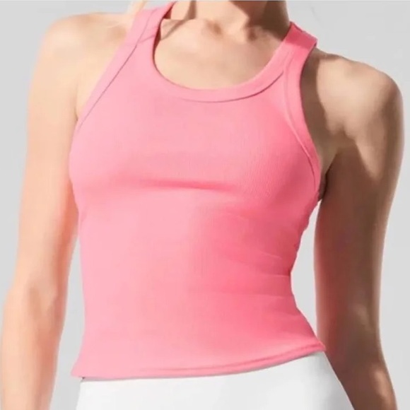 ALO Yoga Tops - Alo Goddess Ribbed Go-To Tank Top Neon Bubblegum S